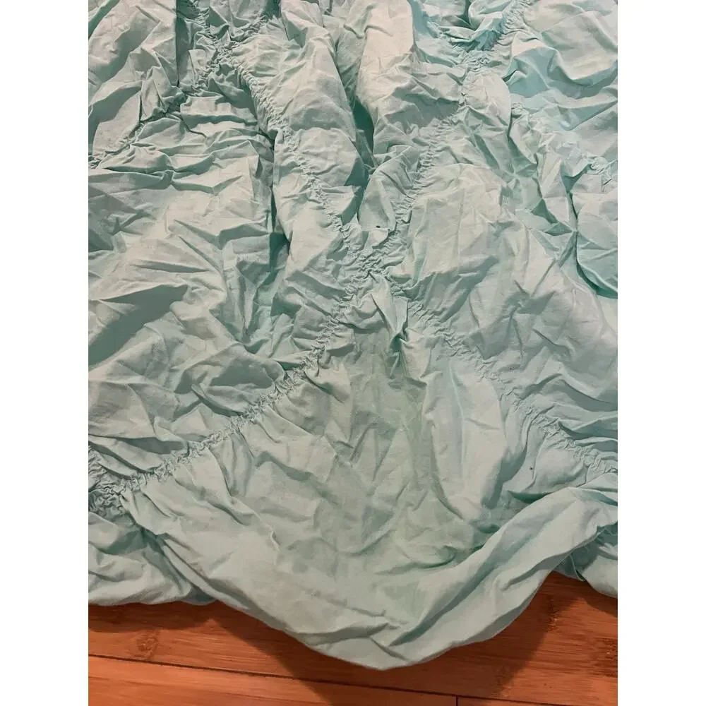 Pottery Barn Teen Ruched Rosette Duvet Cover Teal 100% Organic Cotton Twin